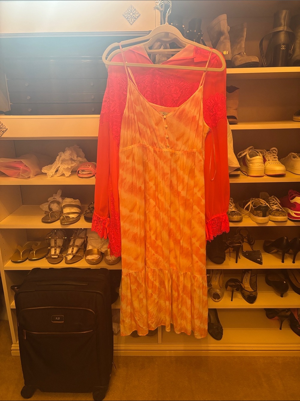 Rails Peach and Cream Tie-Dye Midi Slip Dress
